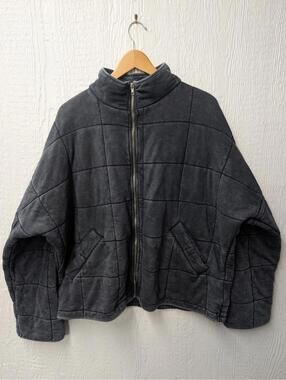 Forever 21 Free People Quilted Jacket Dark Gray Plus Size 2X